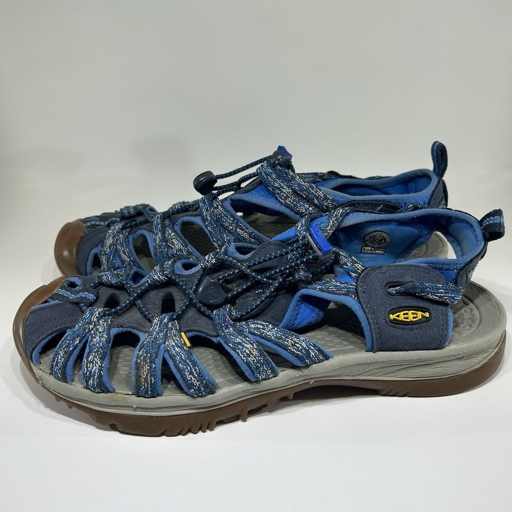Keen Whisper Sport Sandals Womens Sz 10.5 Navy Blue Waterproof Fisherman Hiking
